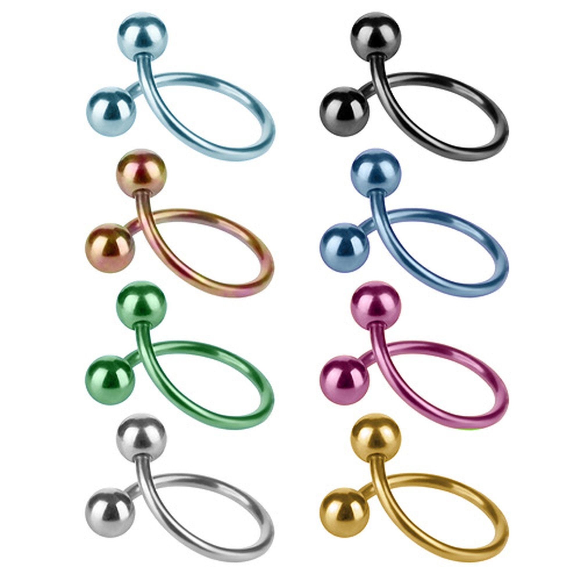 Taffstyle Piercing-Set Piercing Edelstahl Spirale mit Doppel Kugel, Twist L günstig online kaufen