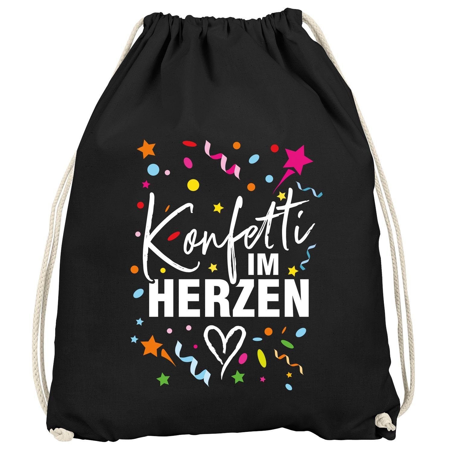 MoonWorks Turnbeutel Turnbeutel Fasching Karneval Konfetti im Herzen Spruch lustig