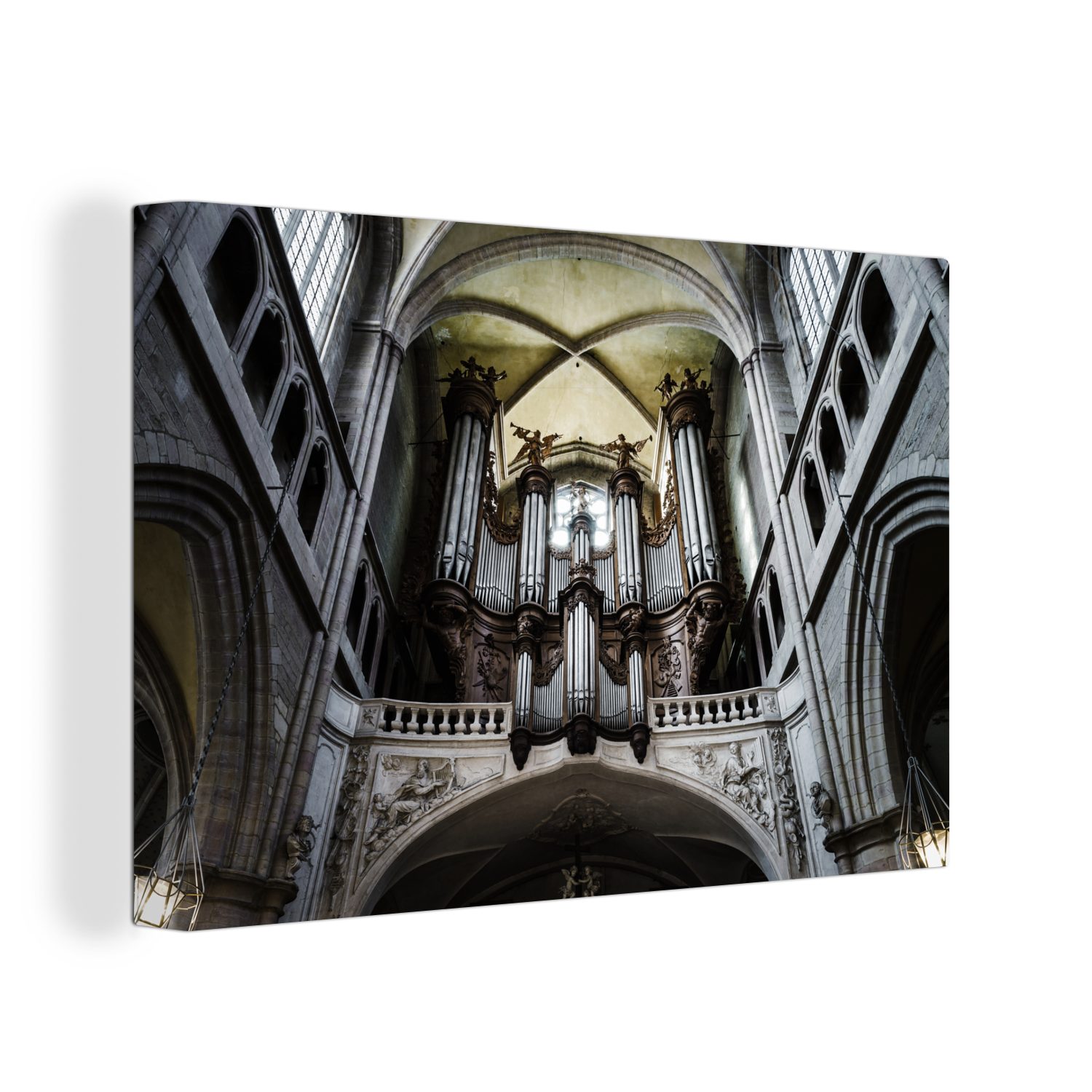 OneMillionCanvasses® Leinwandbild Kathedrale mit der Orgel von Saint Benignus, (1 St), Wandbild Leinwandbilder, Aufhängefertig, Wanddeko, 30x20 cm