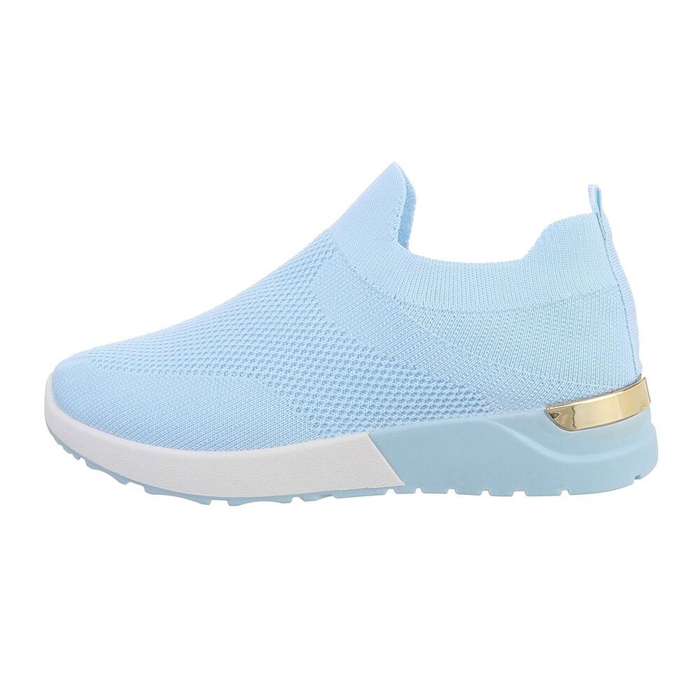 Ital-Design Damen Low-Top Freizeit Sneaker Flach Sneakers Low in Hellblau