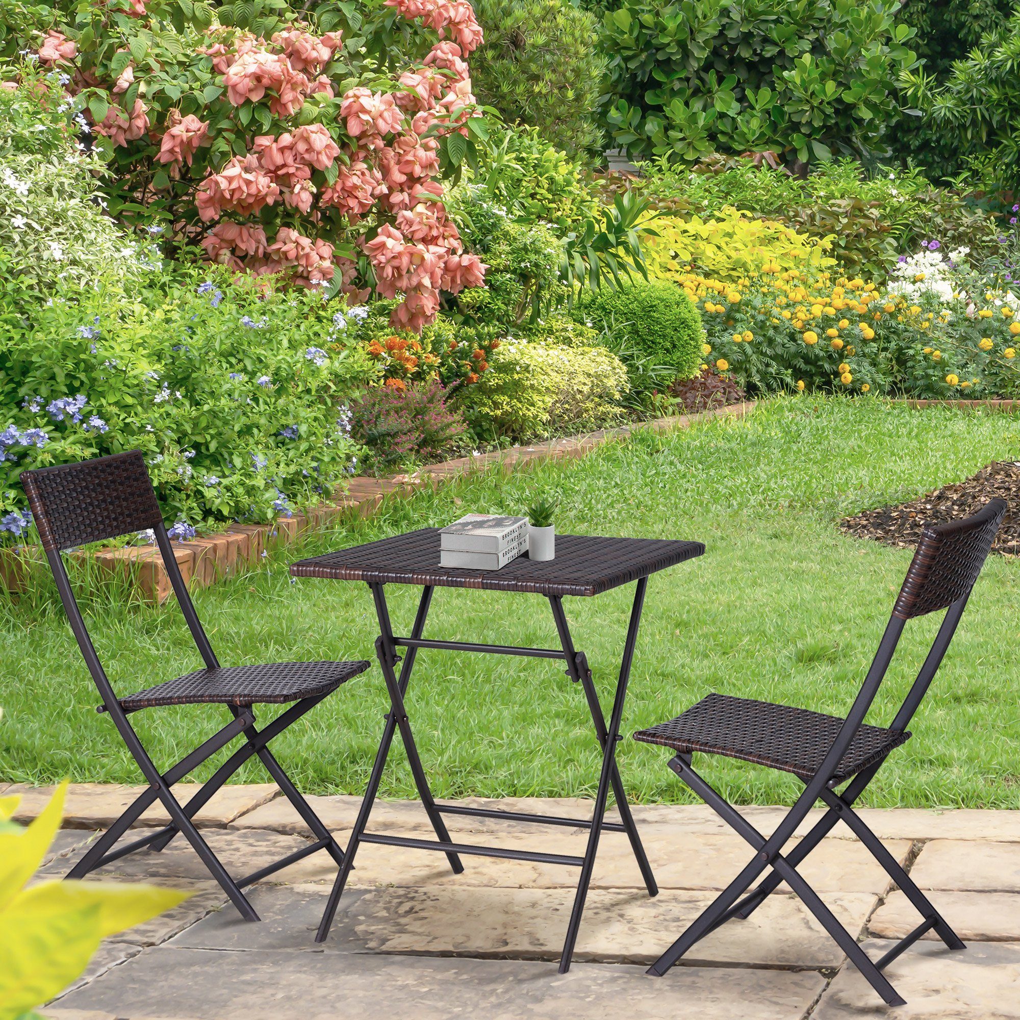 Outsunny Gartenlounge-Set mit 2 Stühle, Tisch, günstig online kaufen