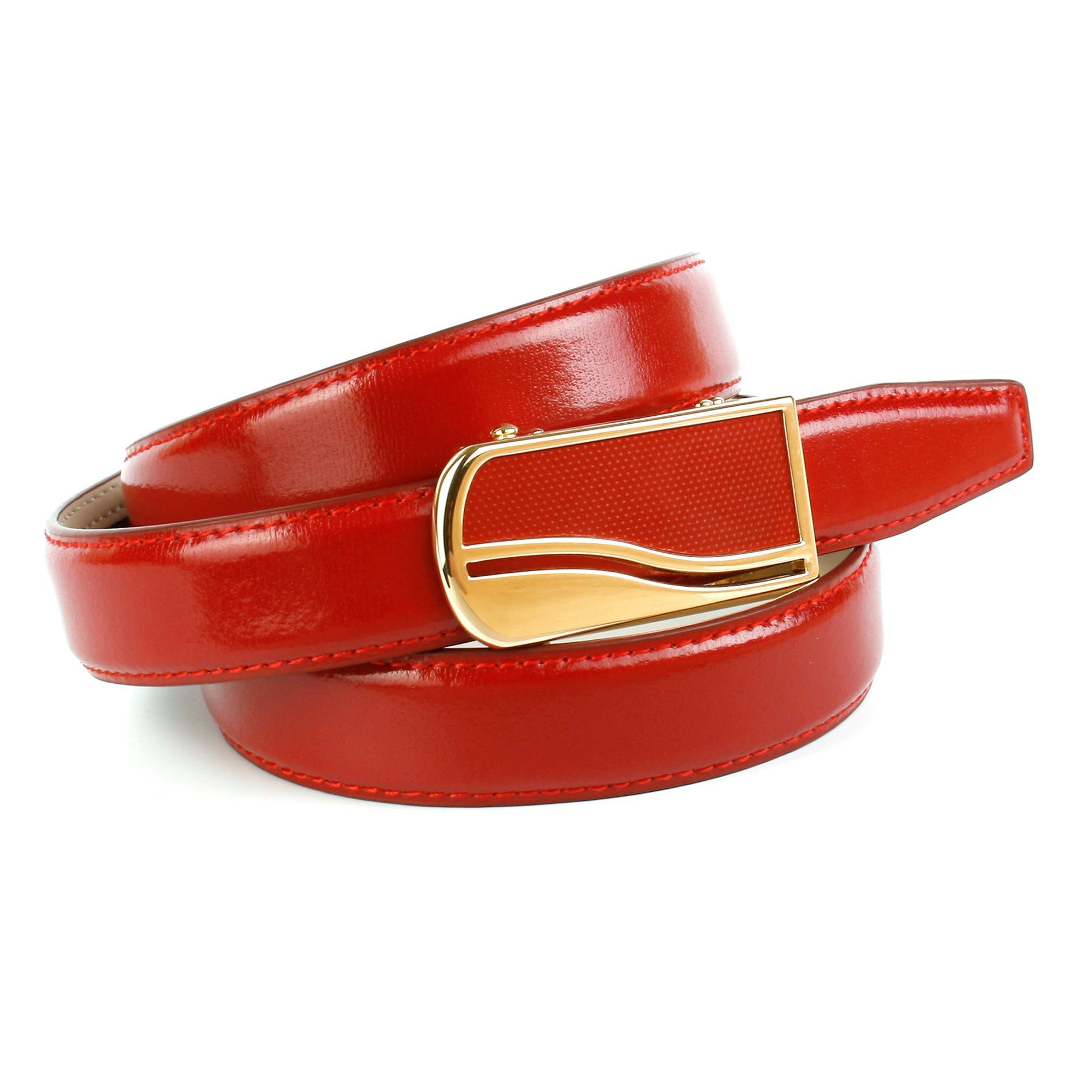 Anthoni Crown Ledergürtel 2,4 cm Ledergürtel in rot femininer