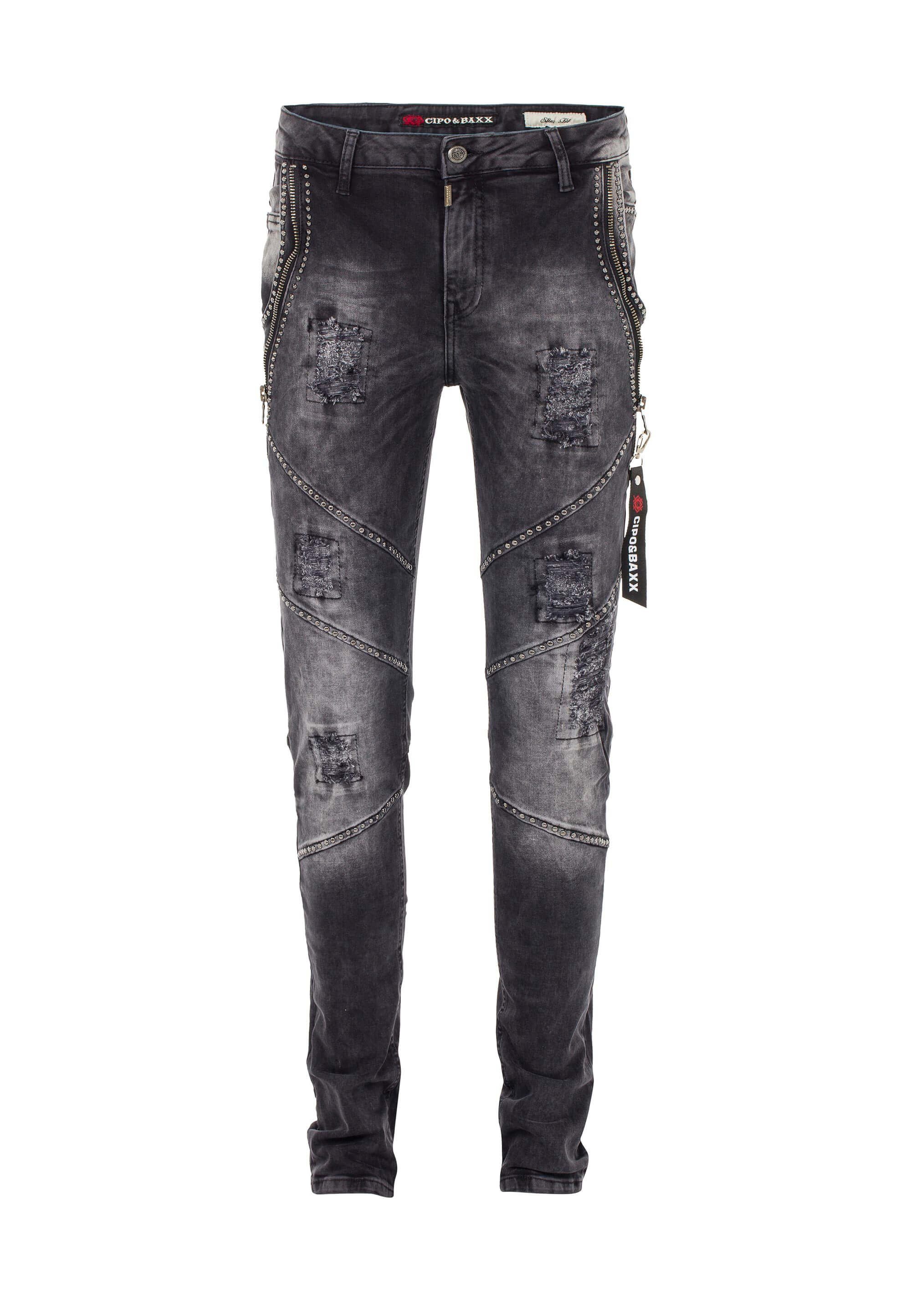 Cipo & Röhrenjeans Nietenbesatz Fit Baxx mit Straight in