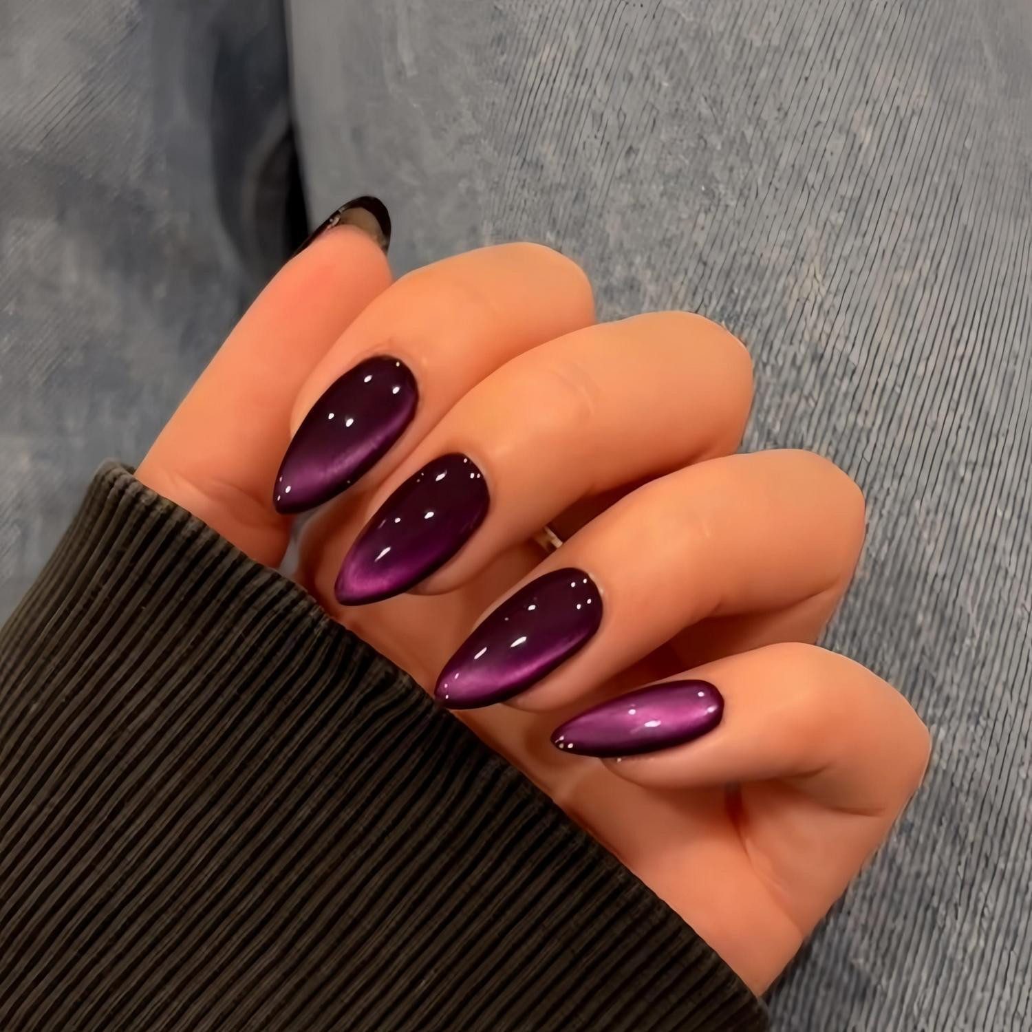 LuxusKollektion Kunstfingernägel Press On Nails Mandel Schwarz/Violett Glitzer