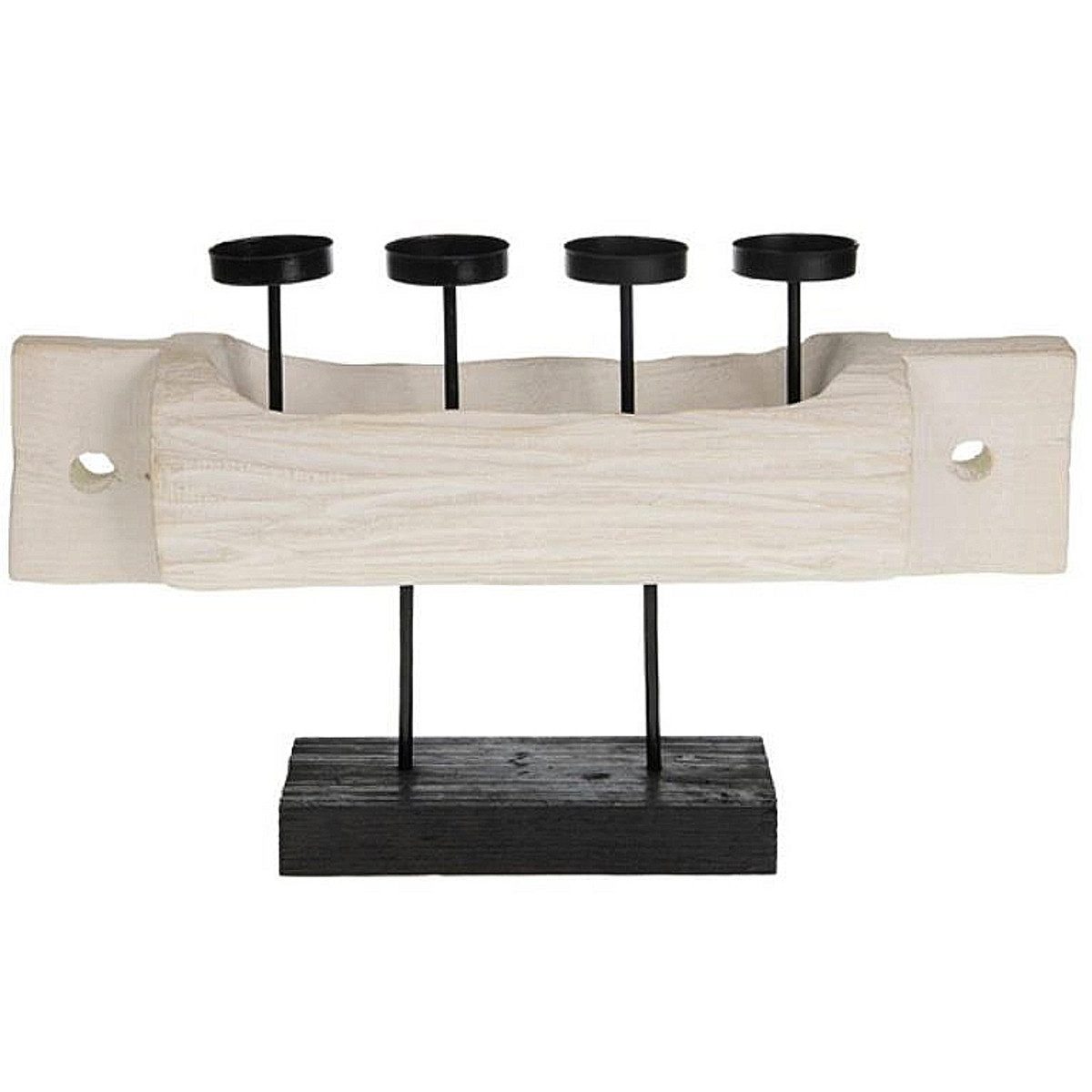 Macosa Home Adventskranz Advents-Kerzenständer aus massivem Holz 51 cm mit 4 Kerzen-Haltern, Metall Advents-Deko Tischdeko Design