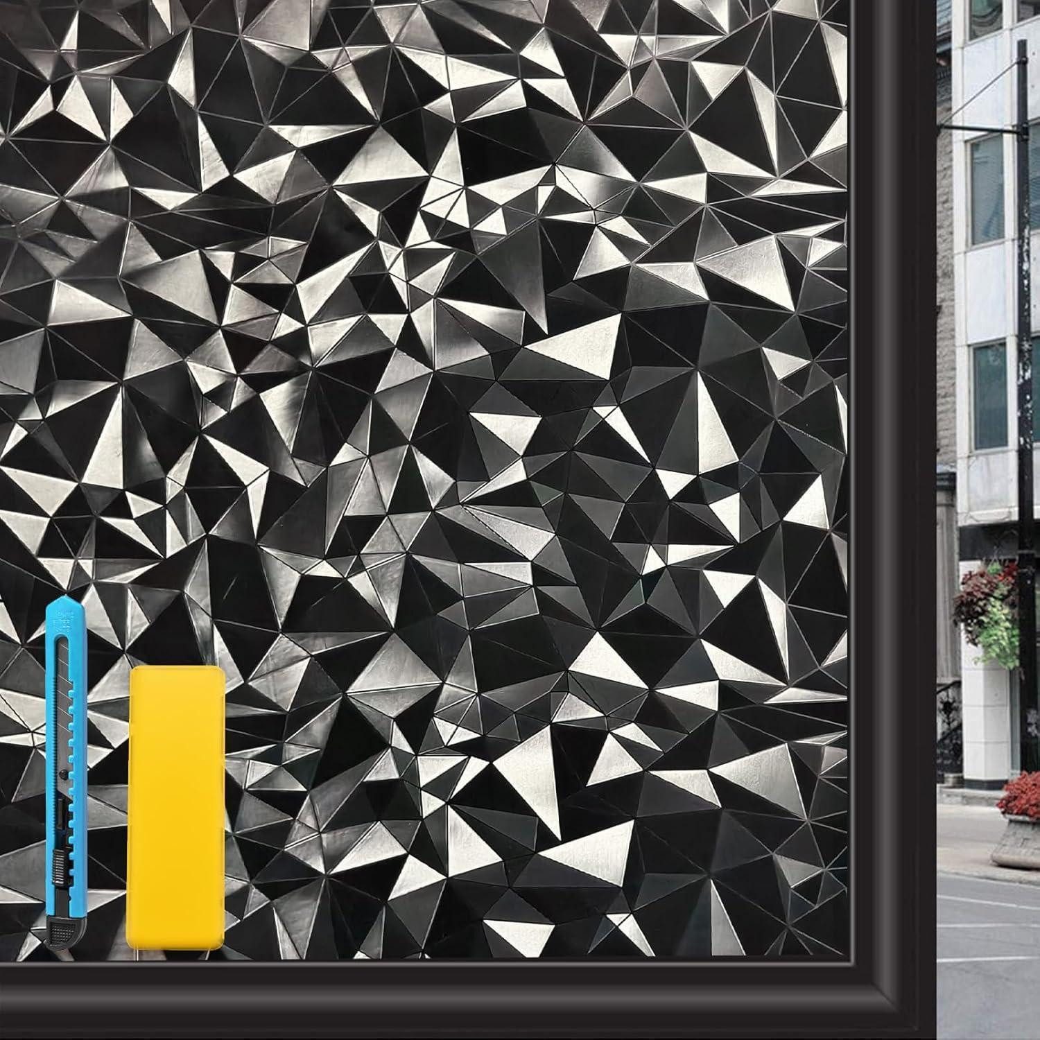 LuxusKollektion Sonnenschutz-Fensterfolie Fensterfolie Sichtschutzfolie 90 x 200 cm Schwarz Geometrische