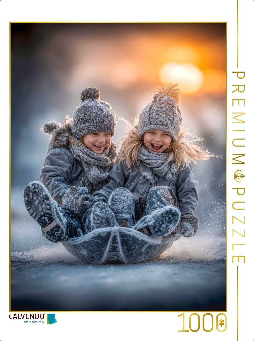 CALVENDO Puzzle CALVENDO Puzzle Tobogganing together - pure fun, 1000 pieces, finishe, 1000 Puzzleteile