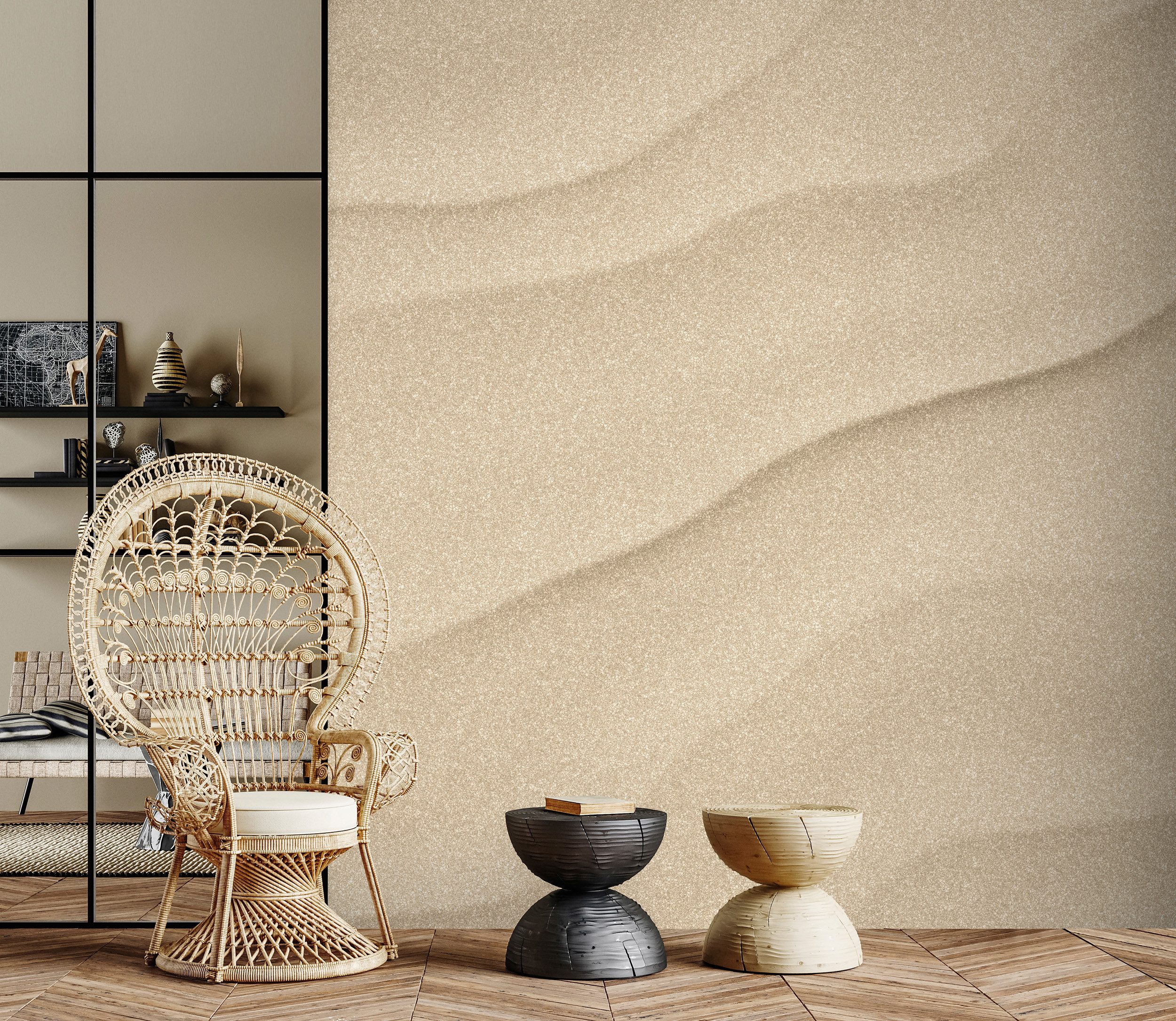 living walls Vliestapete Sand Beige Tapete mit Wellenstruktur modern, glatt, matt, (1 St)