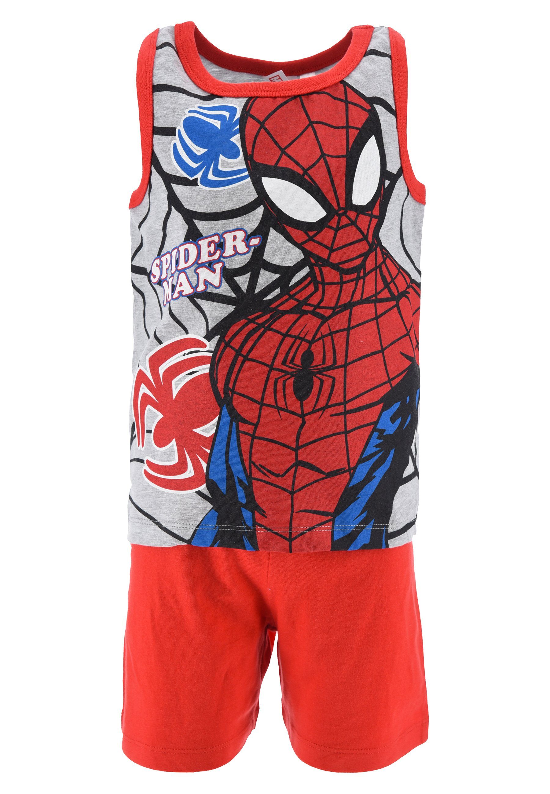 Shorty Rot Spiderman tlg) Jungen (2 Schlaf-Set Kinder Pyjama