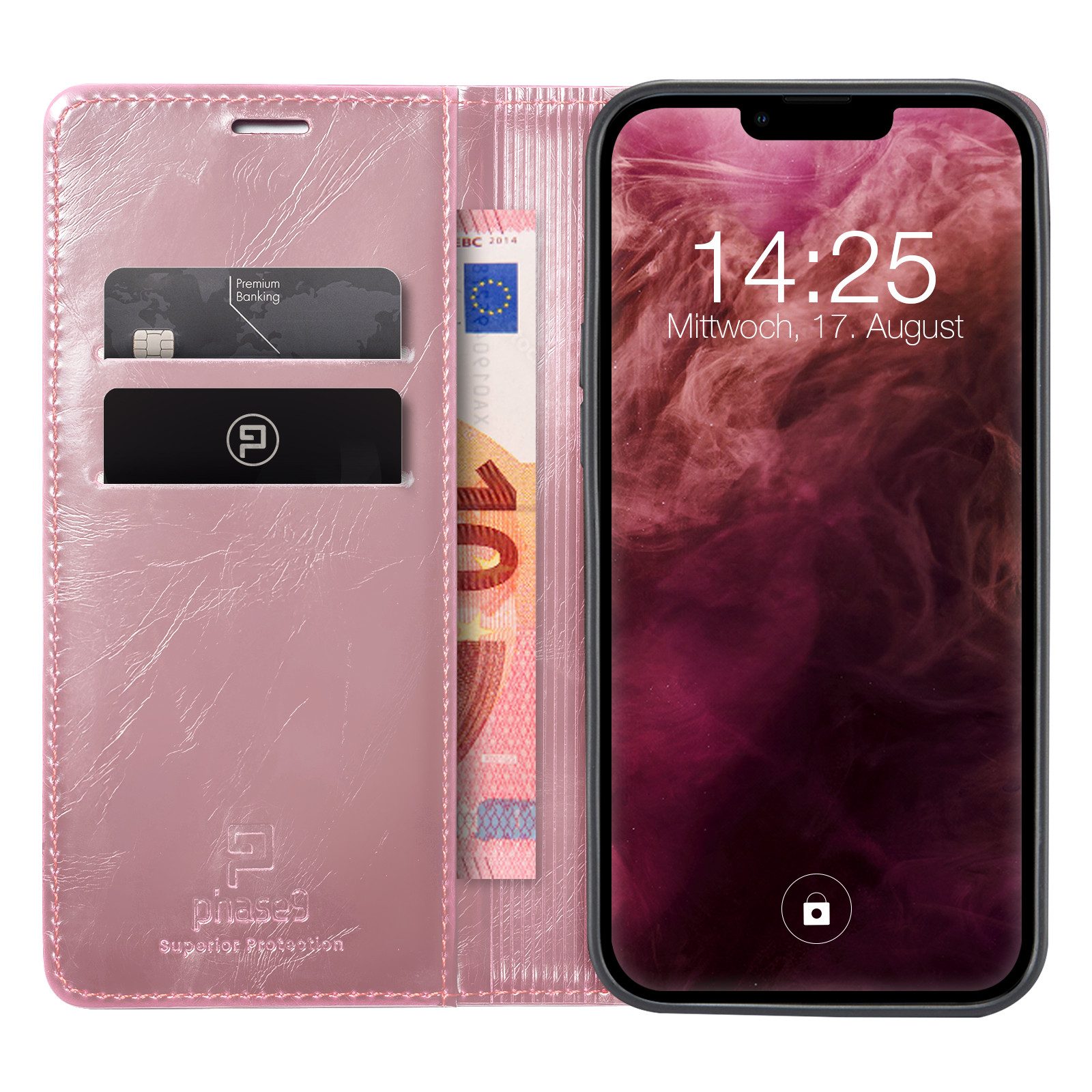 Tec-Expert Handyhülle Tasche Hülle für Apple iPhone 13 Pro Max 6.7 Zoll, 6.7, Cover Klapphülle Case mit Kartenfach RFID Schutz aufstellbar