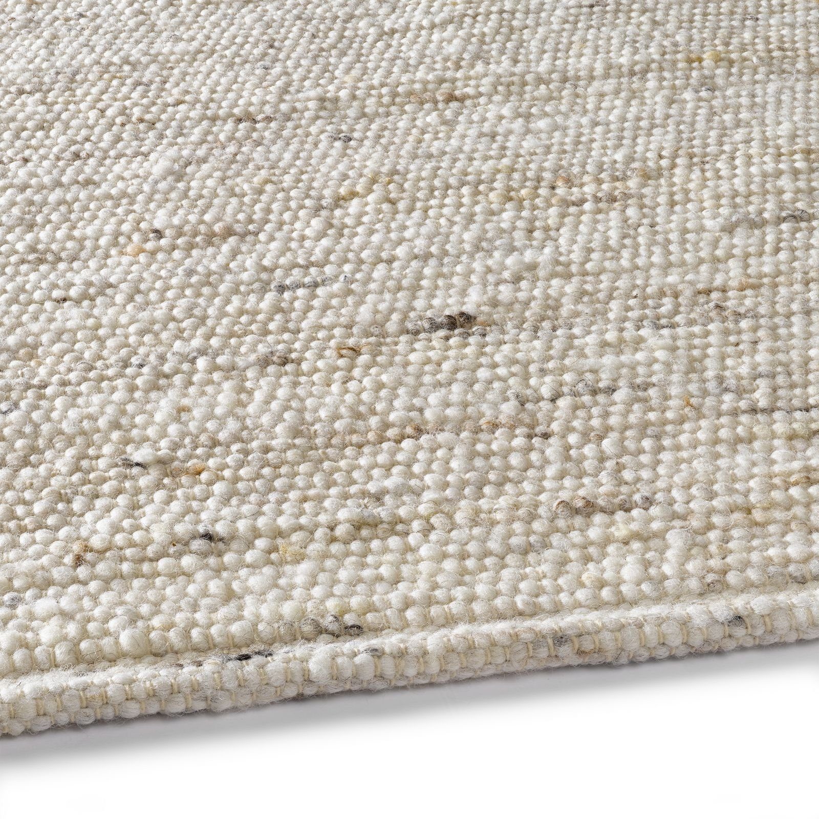TaraCarpet Wollteppich TaraCarpet Handwebteppich Malmoe, rechteckig, Höhe: 10 mm, Schurwolle Webteppich beige meliert Wohnzimmer Schlafzimmer 070x130