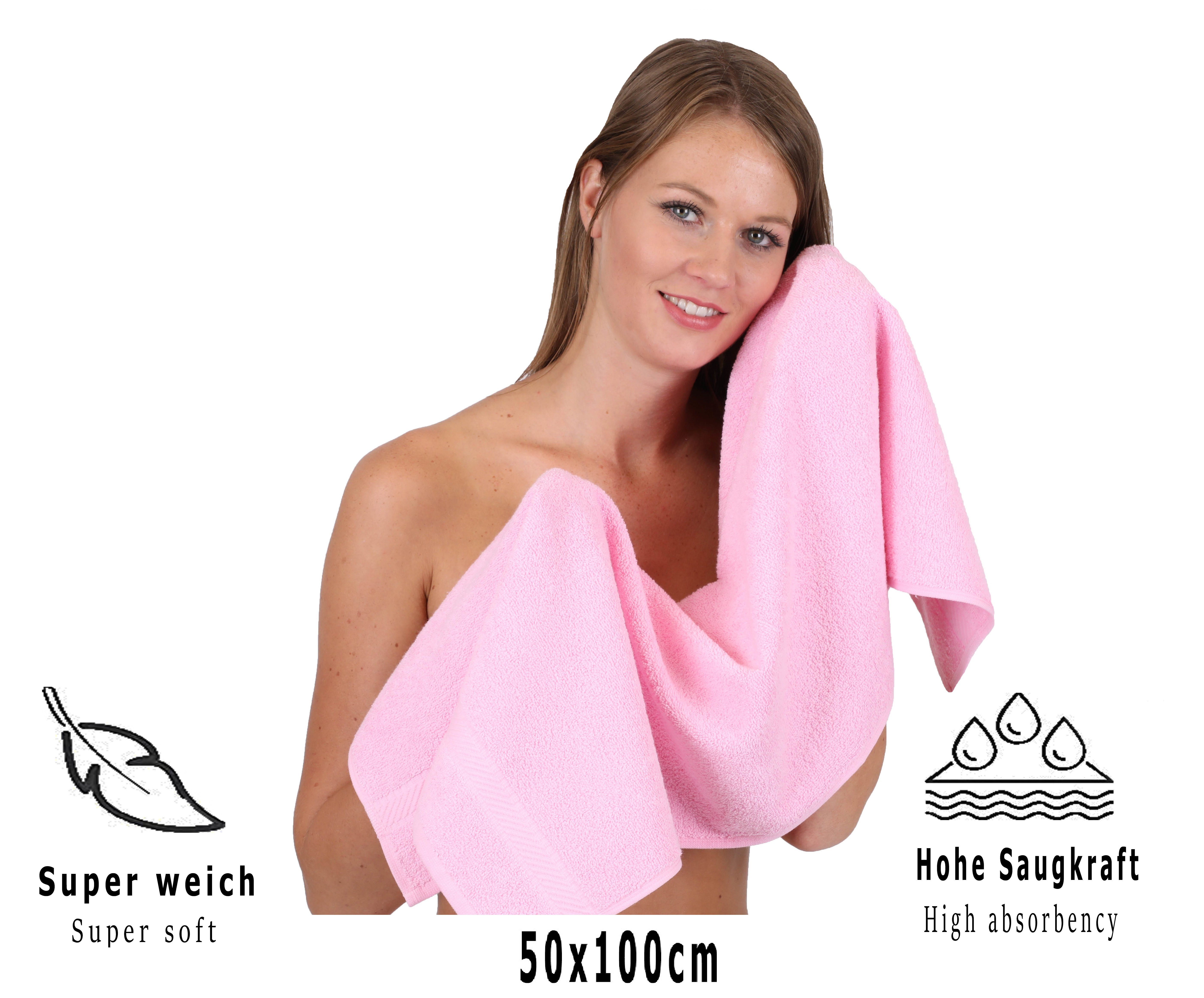 Betz Handtücher 6 tlg. und Größe türkis, 50x100 Baumwolle Farbe Set 100% rosé Handtuch Palermo