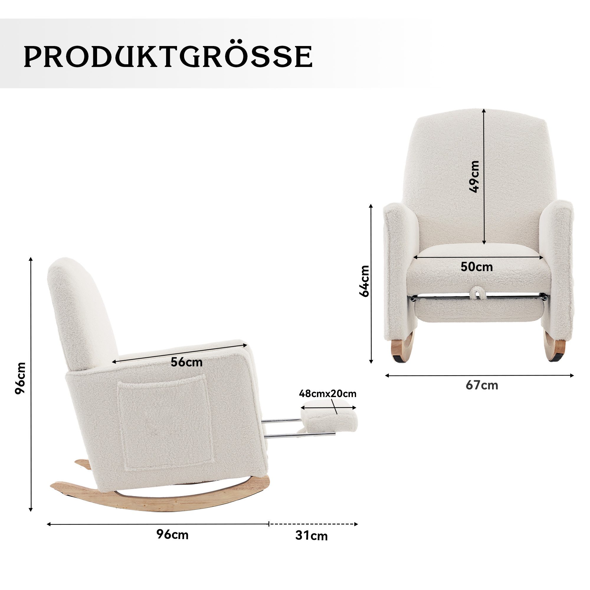 Celya Stuhl Schaukelstuhl Relaxsessel mit Hocker,110kg Belastbarkeit,Holzra günstig online kaufen