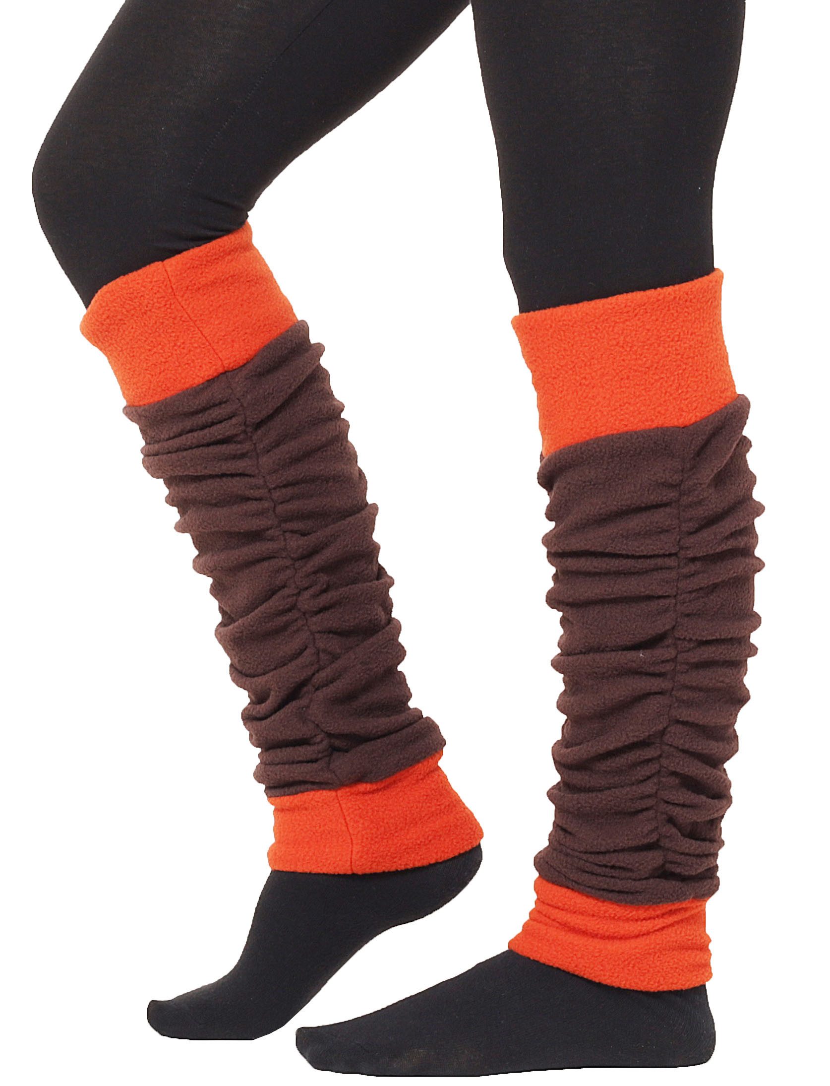 PUREWONDER Beinstulpen Zweifarbige Beinstulpen aus Fleece, Damen Stulpen LW34 Braun (1 Paar) Einheitsgröße