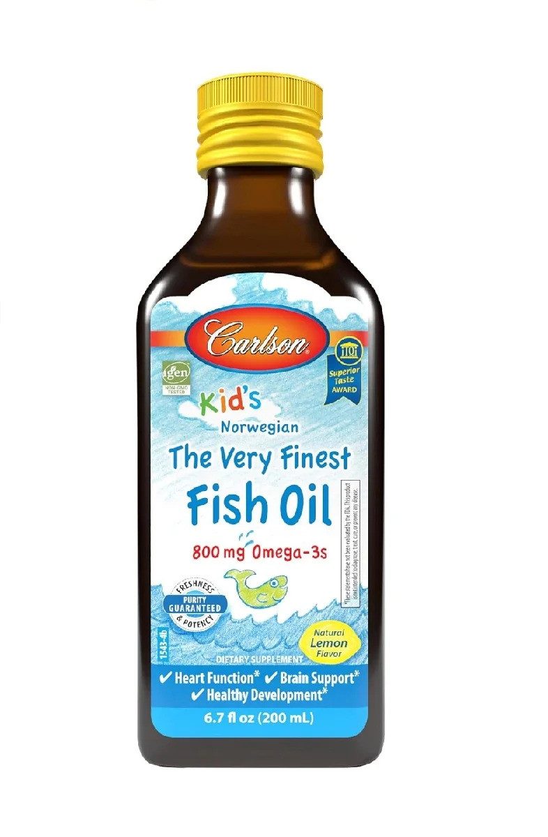 Carlson Kid s The Very Finest Fish Oil - 200ml Lemon Flüssigkeit, 200 ml, Flüssigkeit
