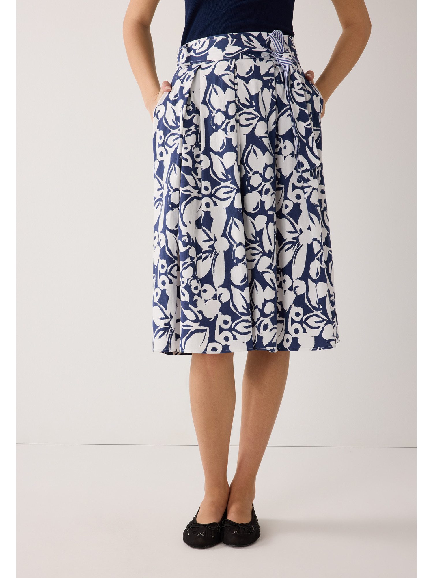 MORE&MORE A-Linien-Rock weit schwingender Blumenrock günstig online kaufen