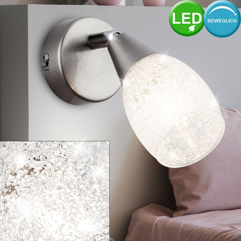 Lampe etc-shop Zimmer Wandleuchte, Warmweiß, Leuchte inklusive, Strahler Glas Spot Leuchtmittel Kristall LED Wand Wohn