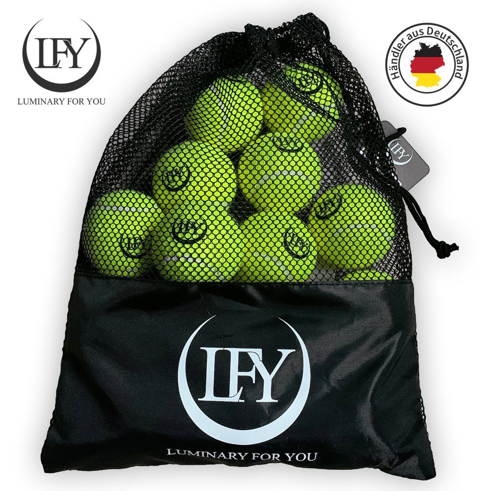 Luminary for you Tennisball LFY Luminary for you Tennisbälle 15 Stück inklusive Mesh-Tragetasche (15er-Set), Hochwertig verarbeitet