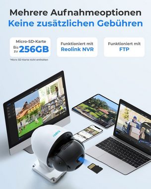 Reolink 4K PoE-Kamera Farbnachtsicht 8MP Überwachungskamera (Außenbereich, 1-tlg., mit Auto-Tracking, 360° Schwenk 90° Neige, 5X Optischem Zoom, 60m Nachtsicht, Personen-/Fahrzeug-/Tiererkennung, 2-Wege-Audio)