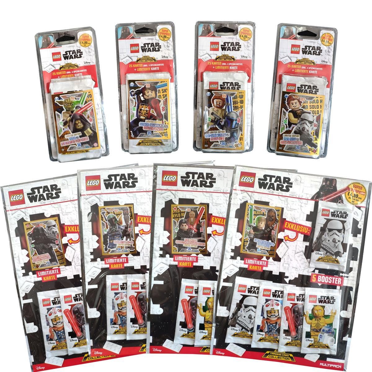 Star Wars Sammelkarte LEGO Star Wars - Serie 2 - Alle 4 Multipacks + Alle 4 Blister
