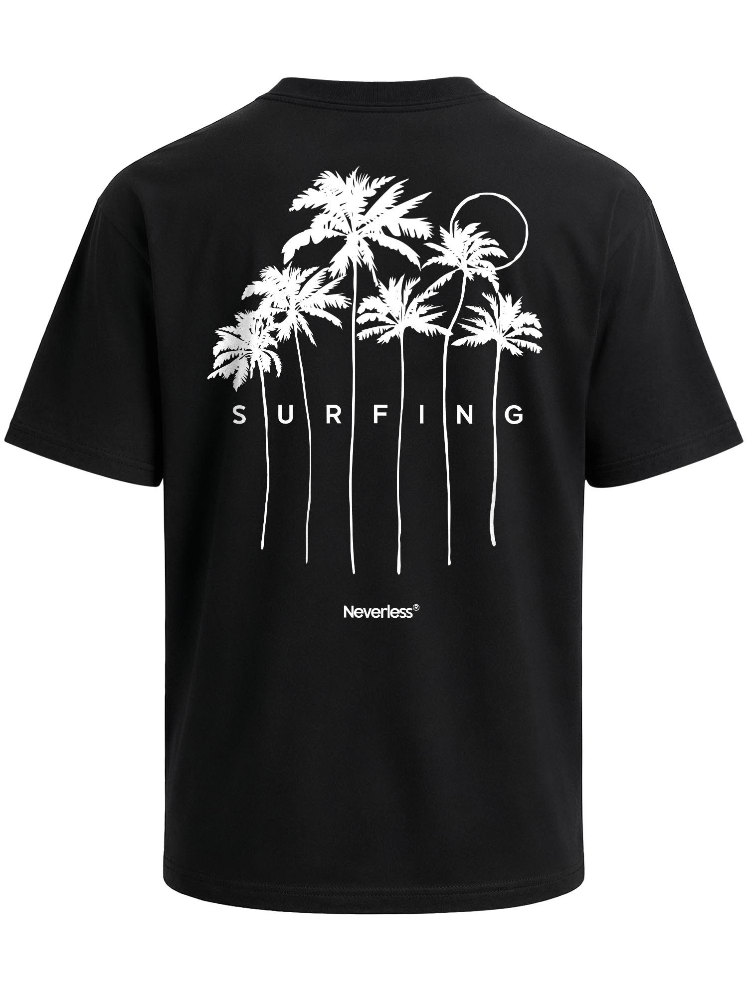Neverless Oversize-Shirt Herren T-Shirt - Palms Surfing - Oversized Relaxed Fit Sommer Fashion mit Print
