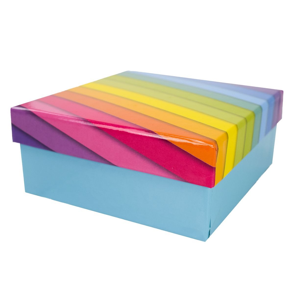 Out of the Blue Stapelbox Geschenkkarton in verschiedenen Größen hellblau mit Regenbogen, mit abnehmbaren Deckel