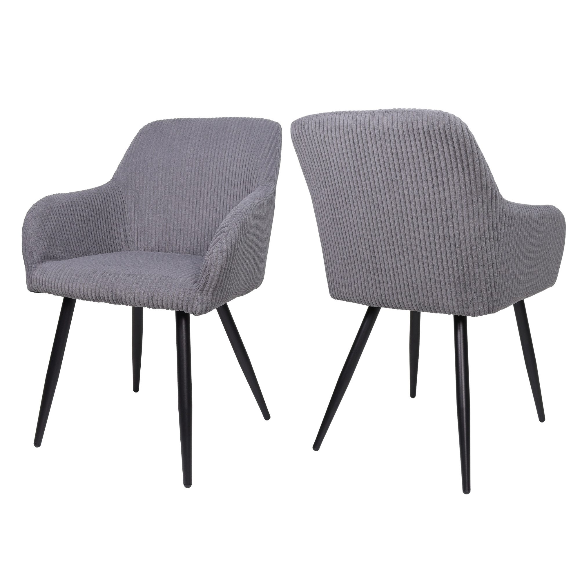 Albatros International Esszimmerstuhl Esszimmer Stühle 2 er Set SILA, Stuhl Stühle Esszimmerstühle, Küche (2er Set Grau, Cord Bezug), Küchenstuhl Küchenstühle Essstühle für den Esstisch Ess Stühle