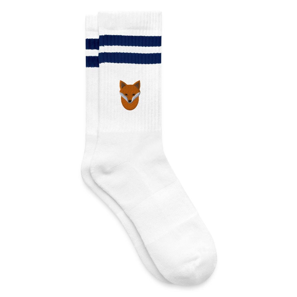 Spreadshirt Socken Gestickter Fuchs Für Naturfans Und Ruhige Köpfe Gestreifte Tennissocke (1-Paar)