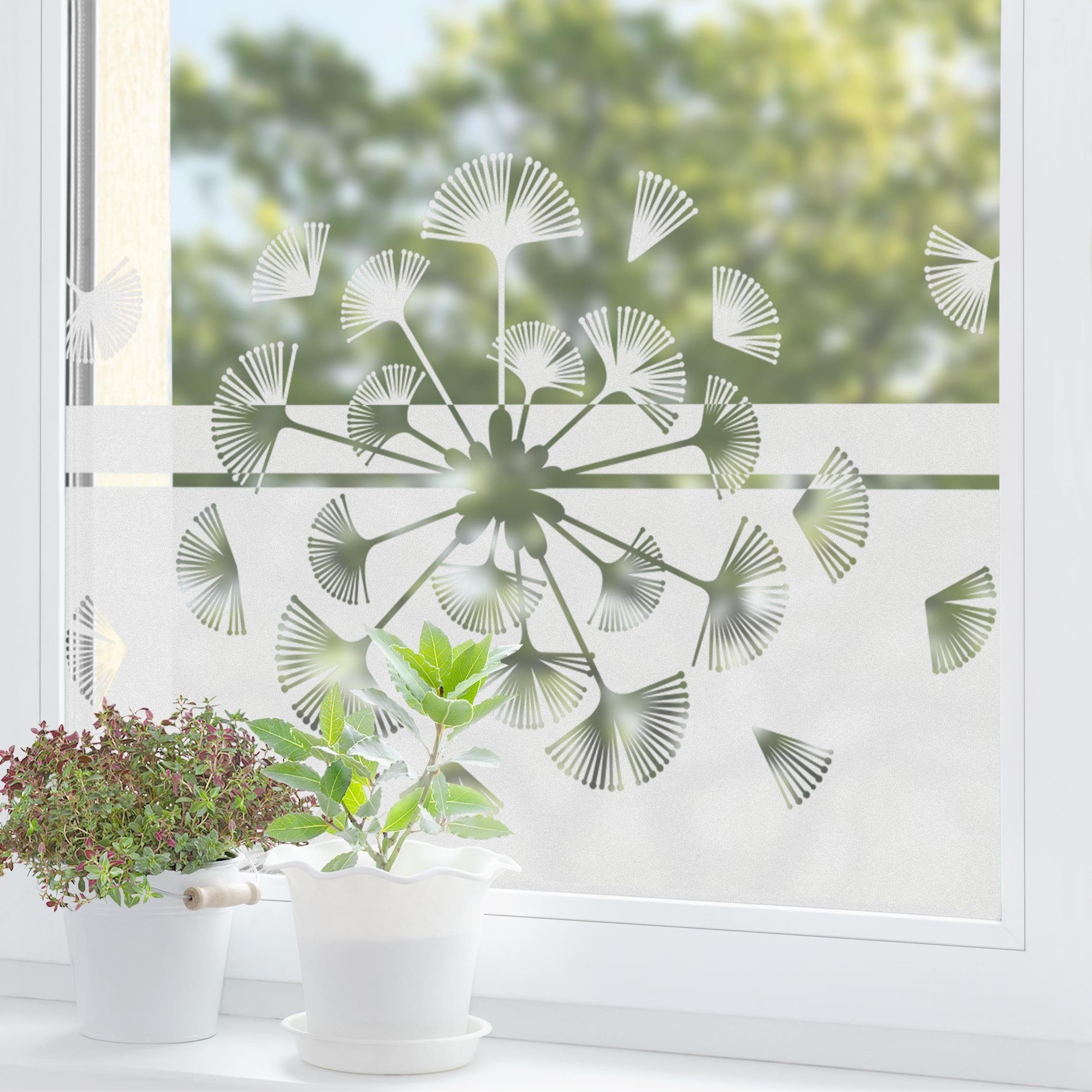 Fensterfolie statisch haftend Motiv Fensterdeko Moderne Pusteblume