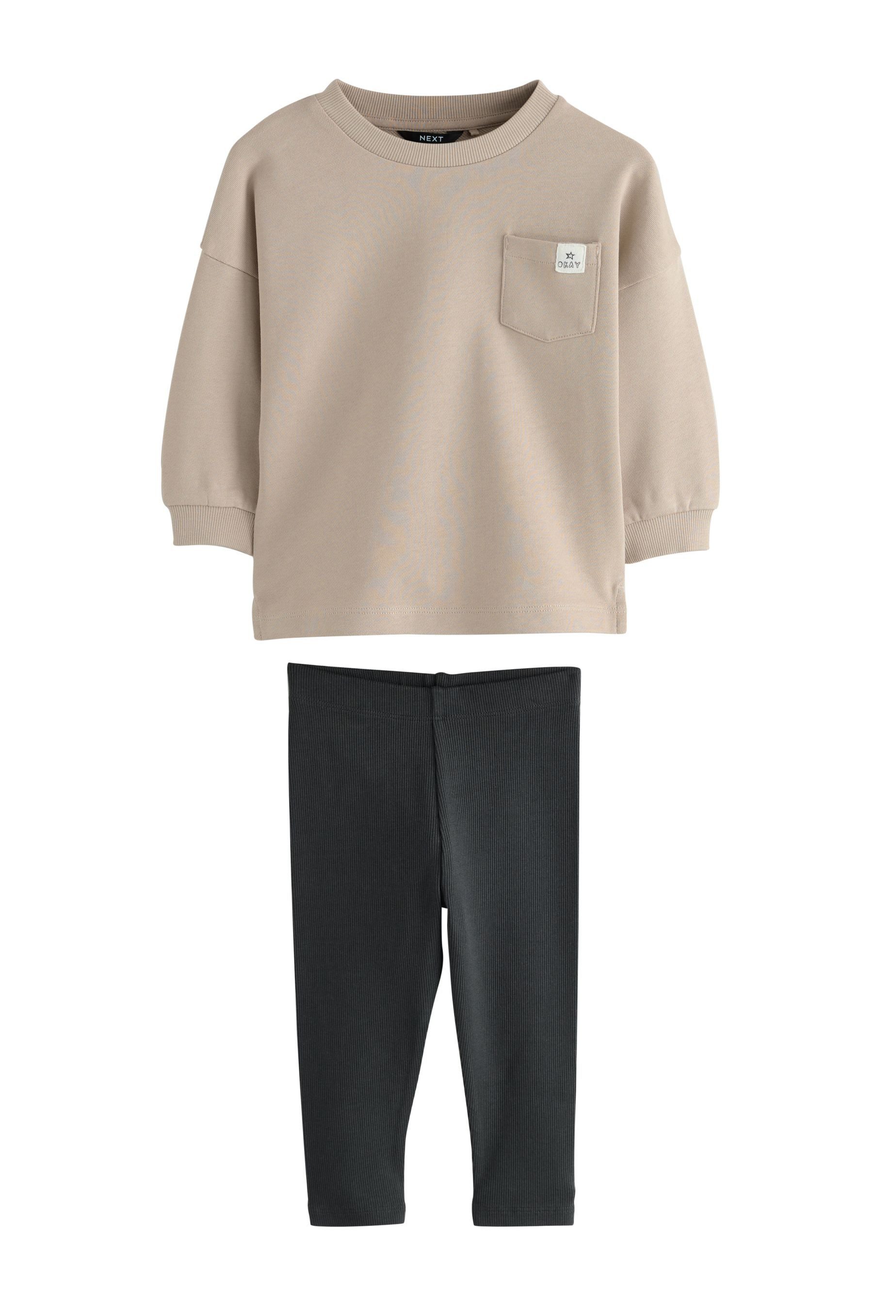 Next Langarmshirt & Leggings Langarmoberteil und Leggings im 3er-Set (6-tlg) – Bild 5 von 5