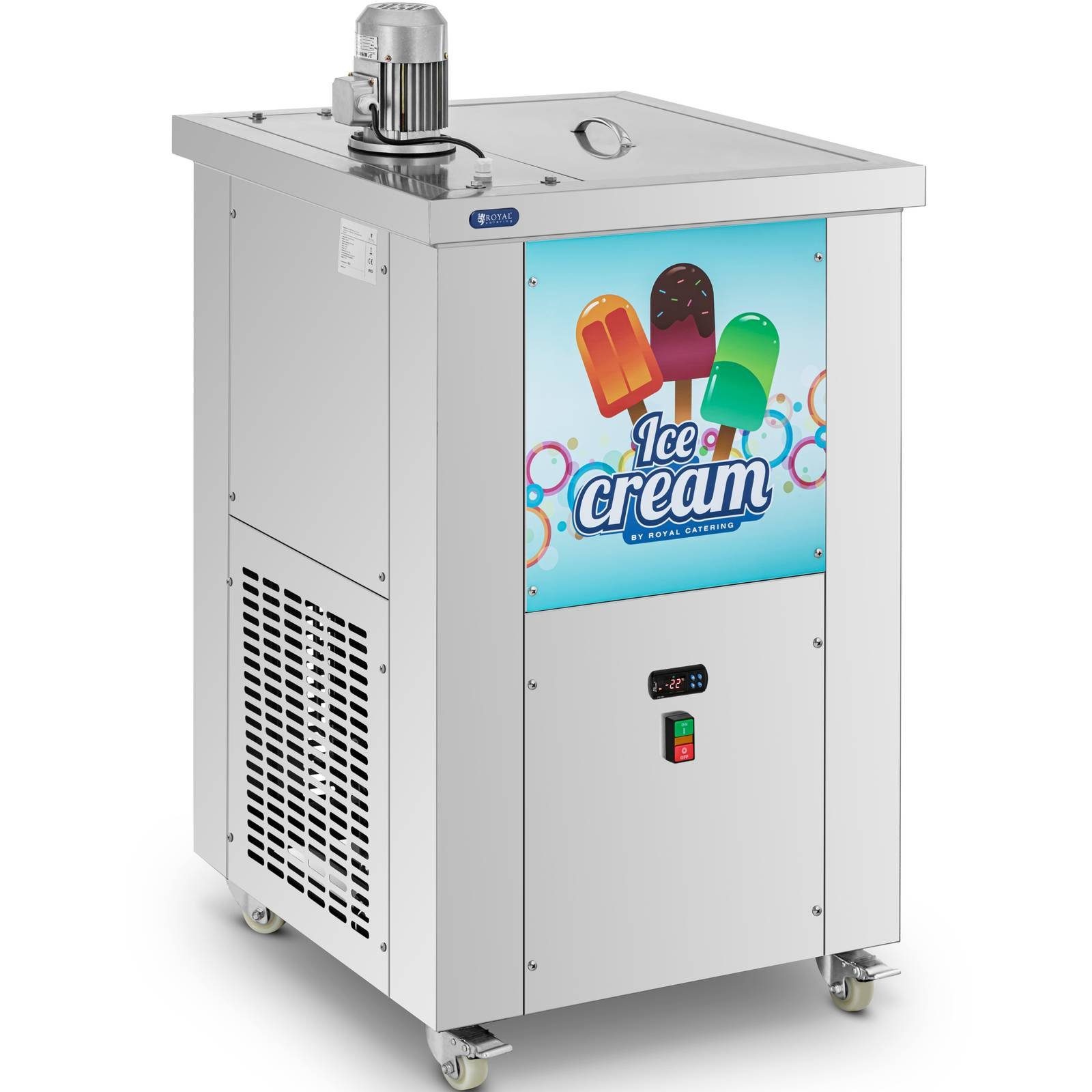Royal Catering Eismaschine Eismaschine - 2 Formen: 75 + 110 ml - 80 Stück (15 min), 1400 W
