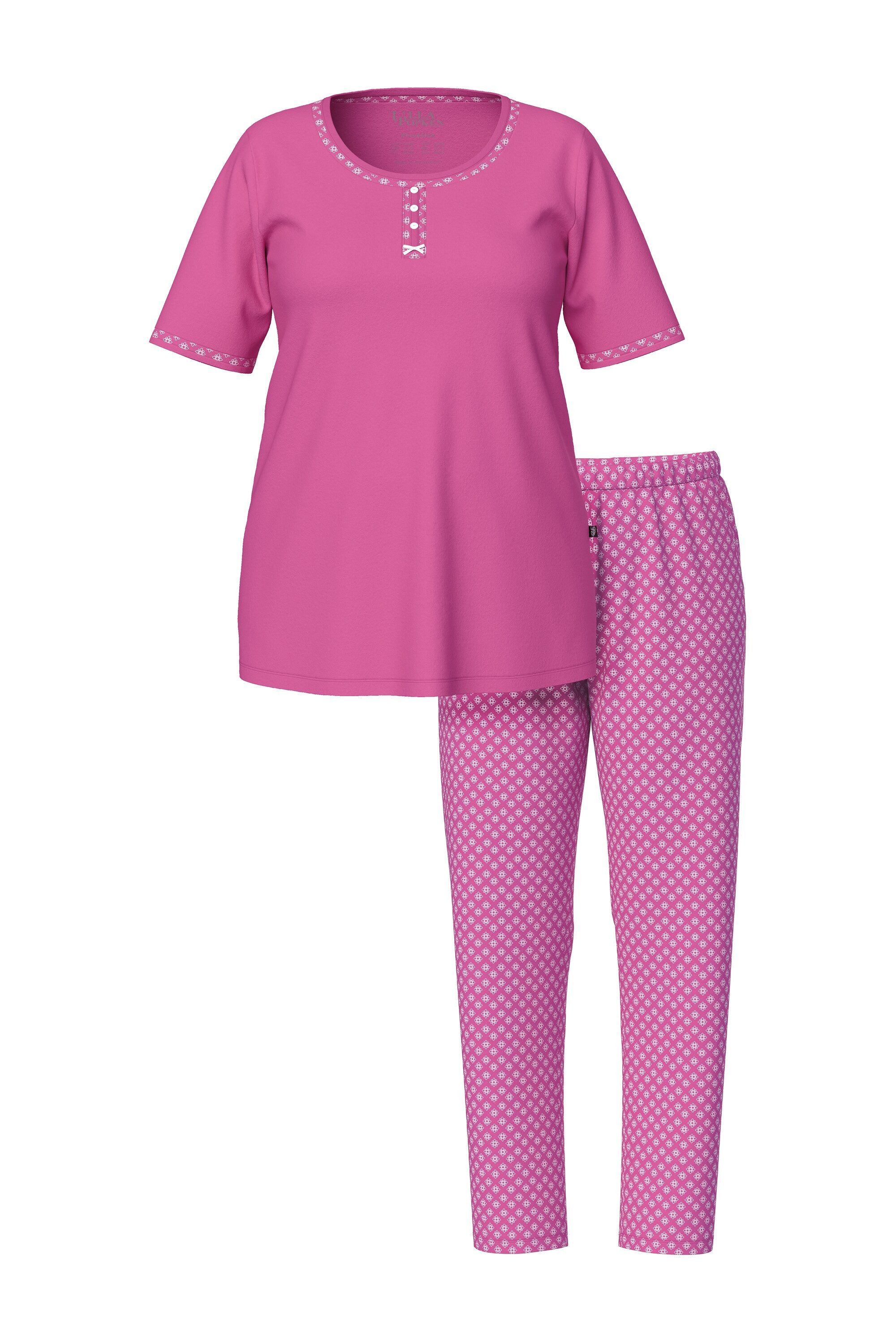 Ulla Popken Pyjama Pyjama gemustert Rundhals Halbarm Taschen günstig online kaufen