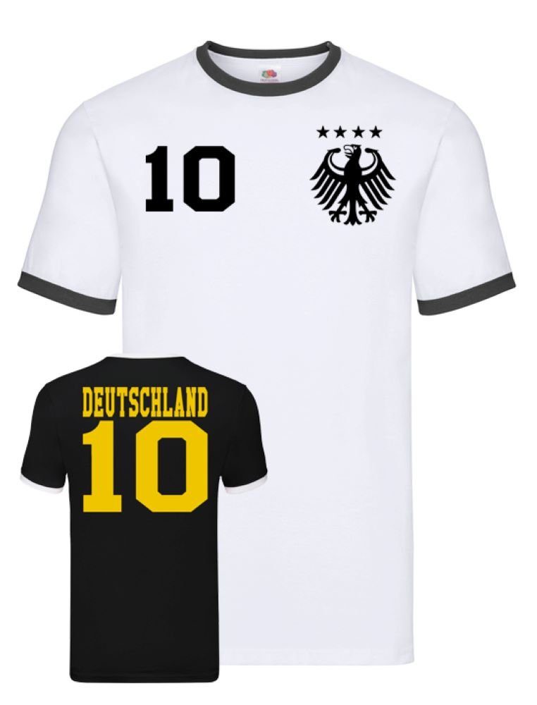 Blondie & Brownie T-Shirt Herren Deutschland Germany Sport Trikot Fußball Meister WM Europa Schwarz/Weiss