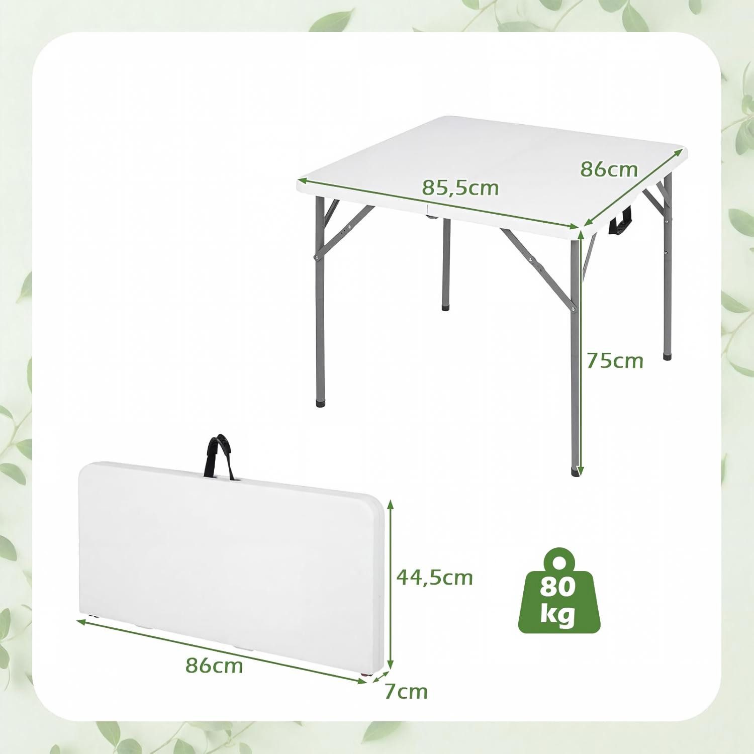 KOMFOTTEU Campingtisch, Klappbarer Gartentisch mit Tragegriff, für 4 Personen