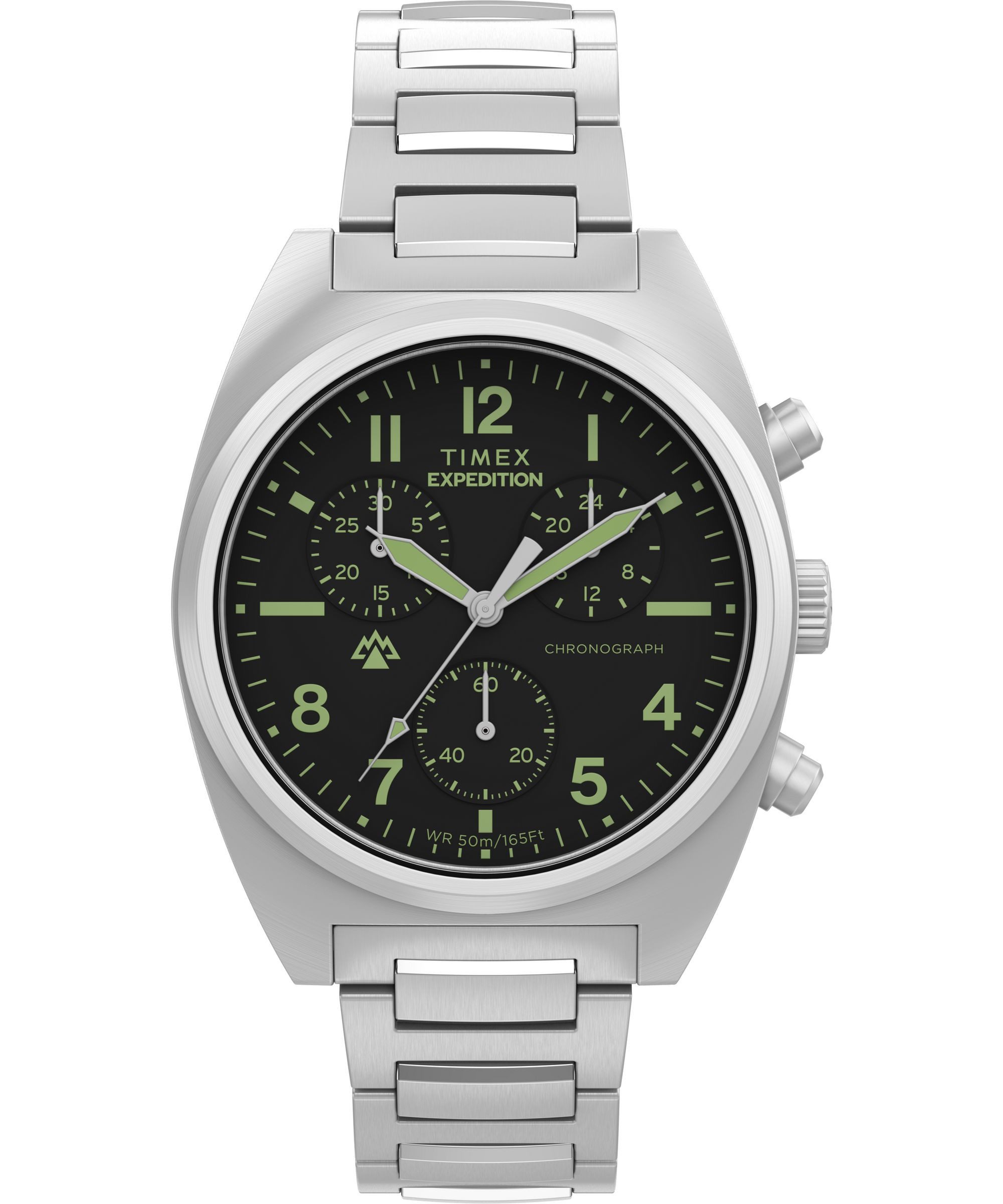 Timex Quarzuhr Expedition® Capstone Chronograph TW2Y61200AJ, Armbanduhr, Herrenuhr, Edelstahlarmband, analog, Tag, Beleuchtung