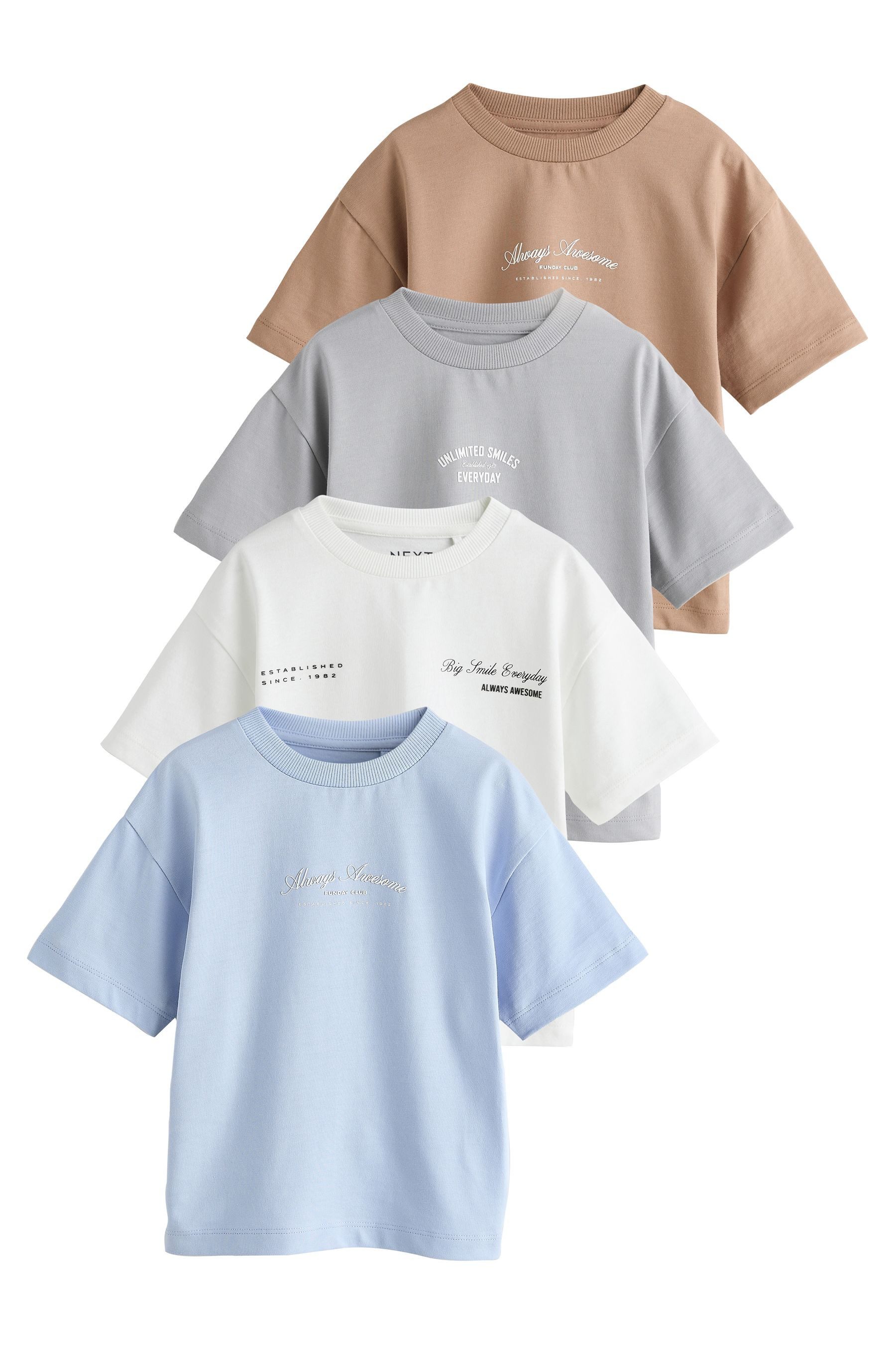 Next T-Shirt T-Shirt mit Grafik und kurzen Ärmeln, 4er-Pack (4-tlg)