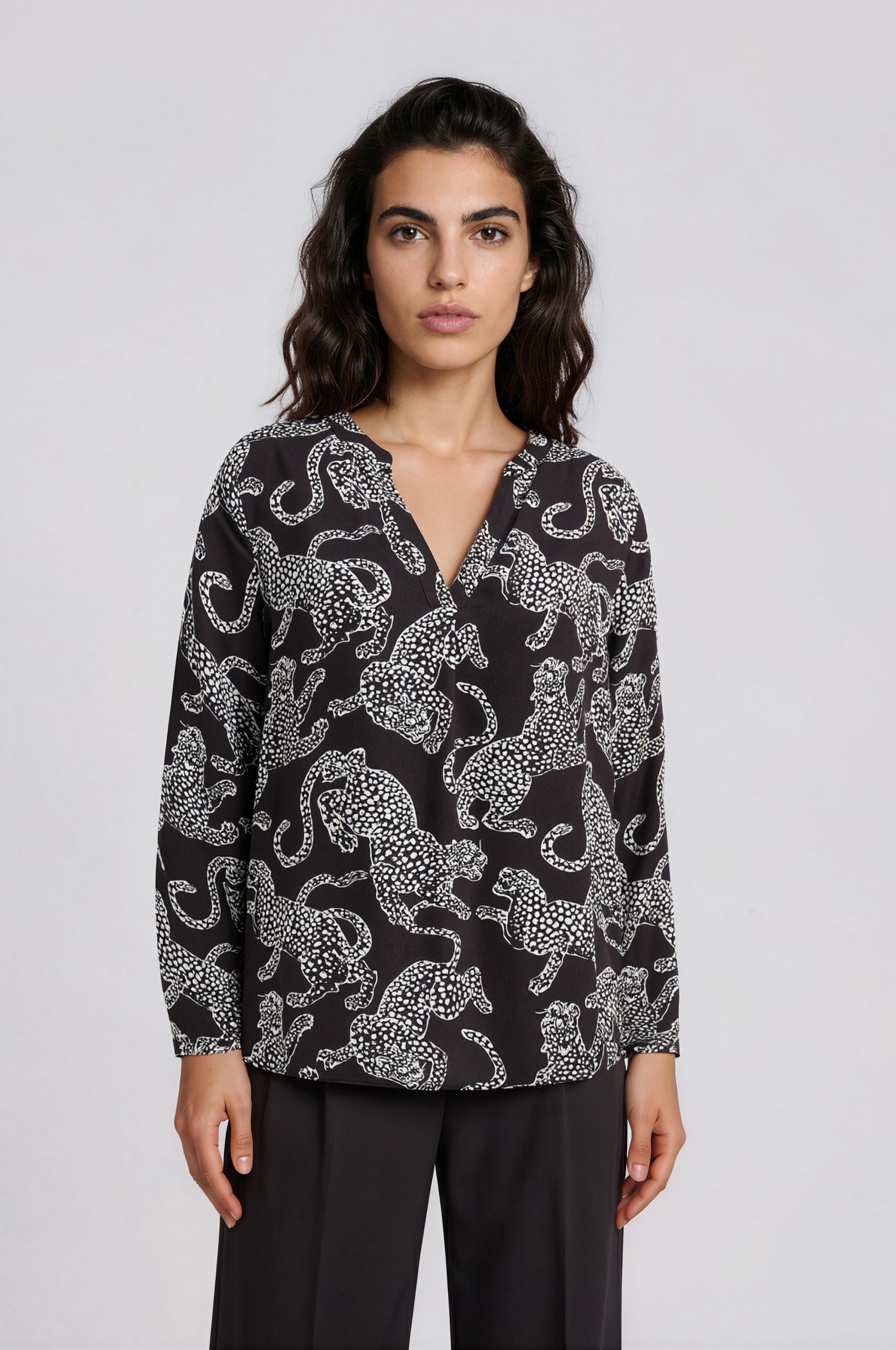 Milano Italy Hemdbluse V-NECK BLOUSE 1/1 SL