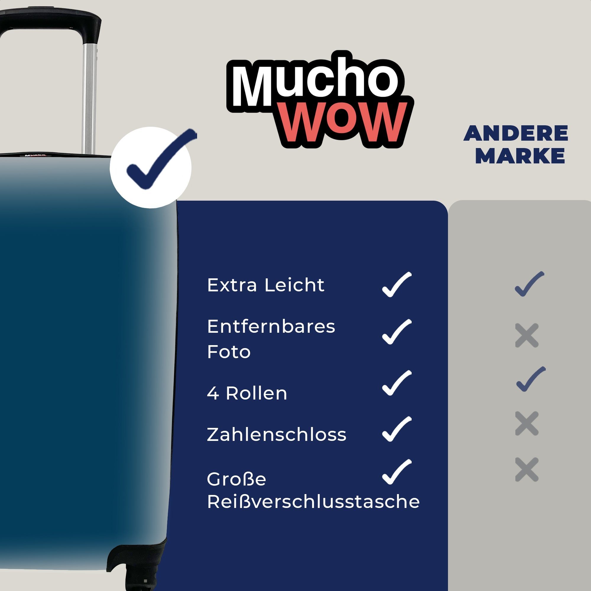 MuchoWow Handgepäckkoffer Indigo - für rollen, - 4 Ferien, Rollen, mit Trolley, Reisetasche Farben, Handgepäck Reisekoffer Palette