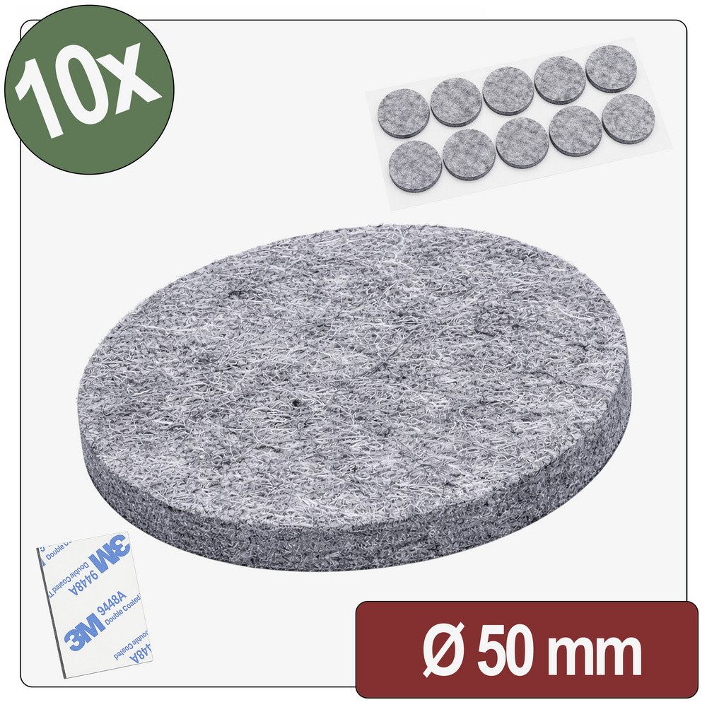 Quadrios Vibrationsdämpfer Quadrios 26SA107 Filzgleiter selbstklebend, rund Grau (x H) 50 mm x, (26SA107)
