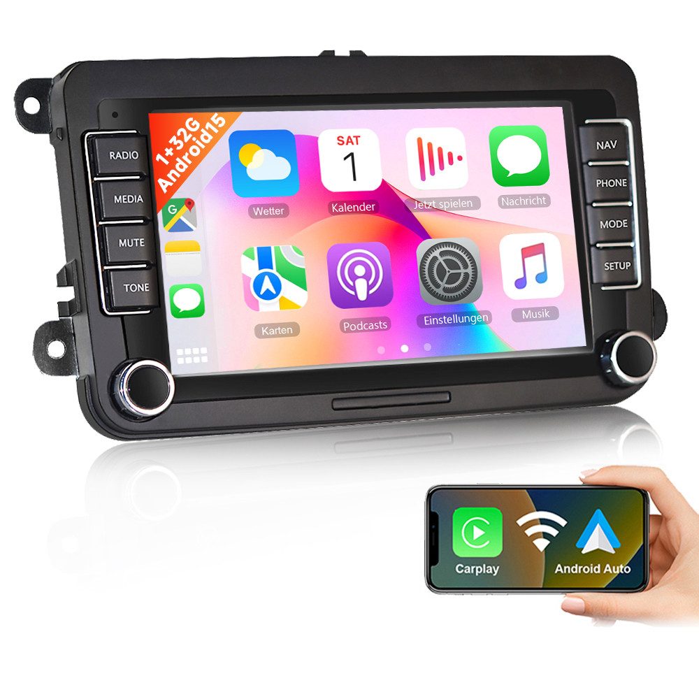 Hikity 7'' Android 15 Autoradio für VW Golf 5 6 Passat Seat Skoda Autoradio (Digitalradio (DAB), 2 DIN Carplay Android Auto Bluetooth USB GPS Navi WIFI)