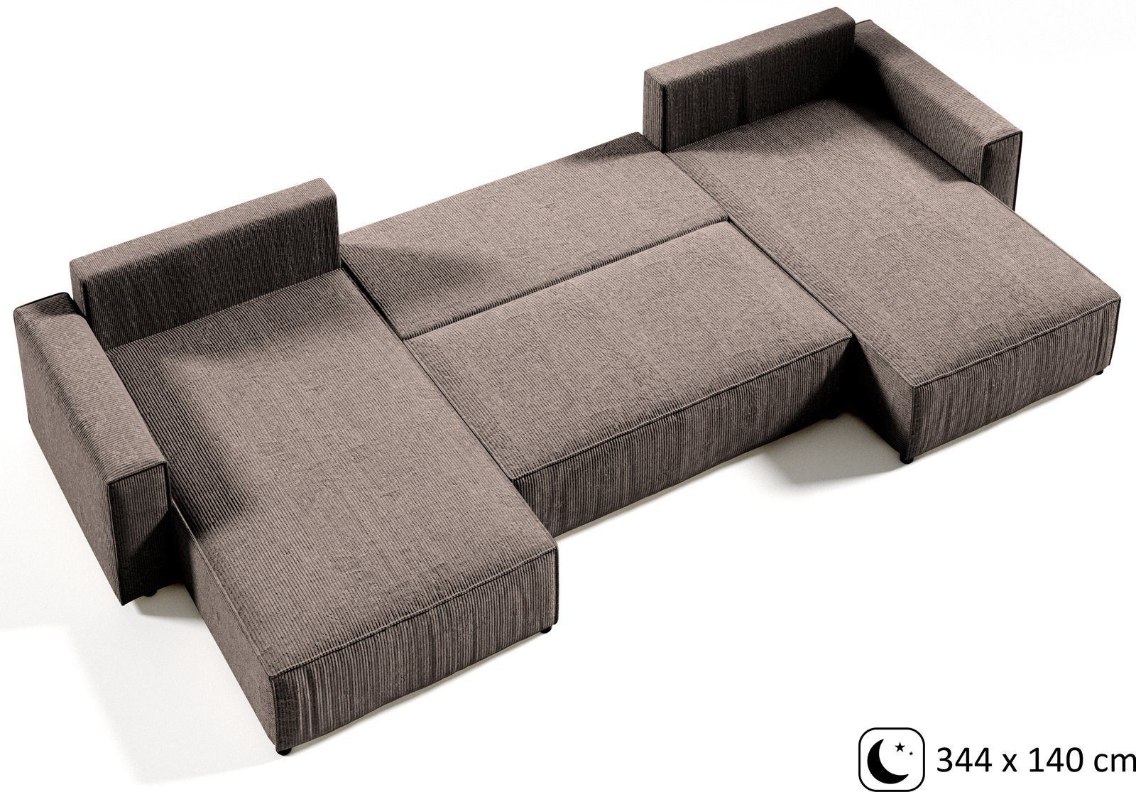Beautysofa Ecksofa U-Form Parys, mit Schlaffunktion, günstig online kaufen