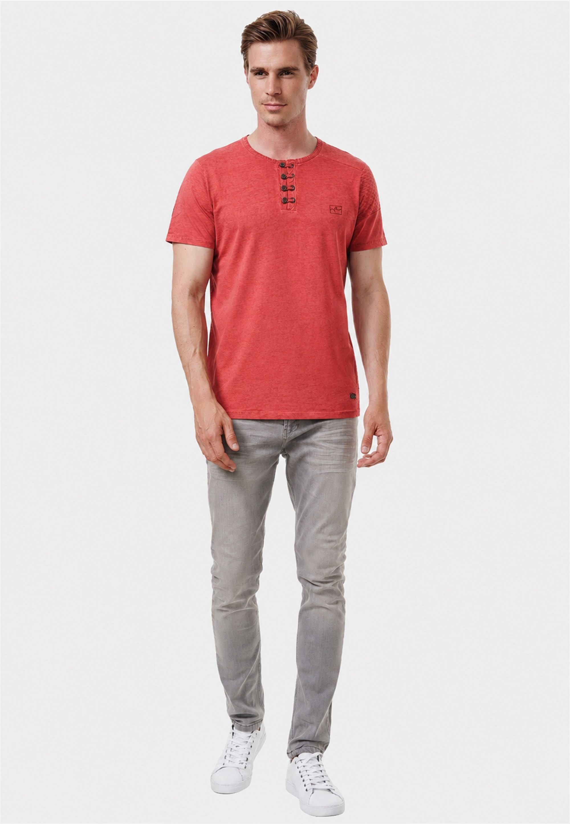 Rusty Neal T-Shirt 15350 mit Henley-Knopfleiste