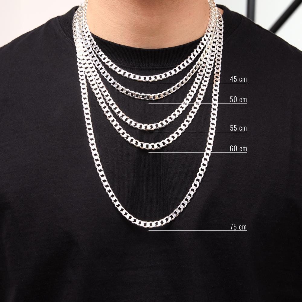 JEWLIX Panzerkette Silberkette Herren aus 925er Sterling Silber 7mm JEWLIX (45cm)