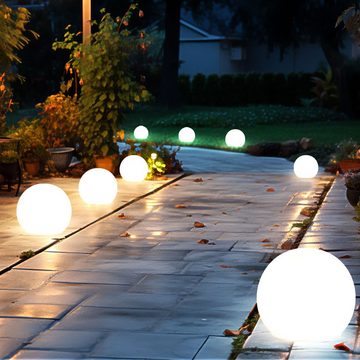 etc-shop LED Gartenleuchte, LED-Leuchtmittel fest verbaut, 3er Set LED Solar Kugel Lampen Terrassen Steck Strahler Garten Außen