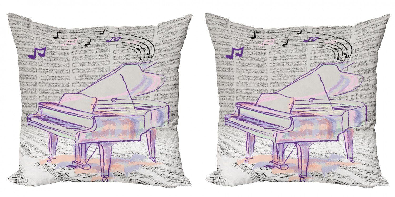 gezeichnet Musical (2 Doppelseitiger Kissenbezüge Abakuhaus Digitaldruck, Hand Klavier Stück), Accent Modern Doodle
