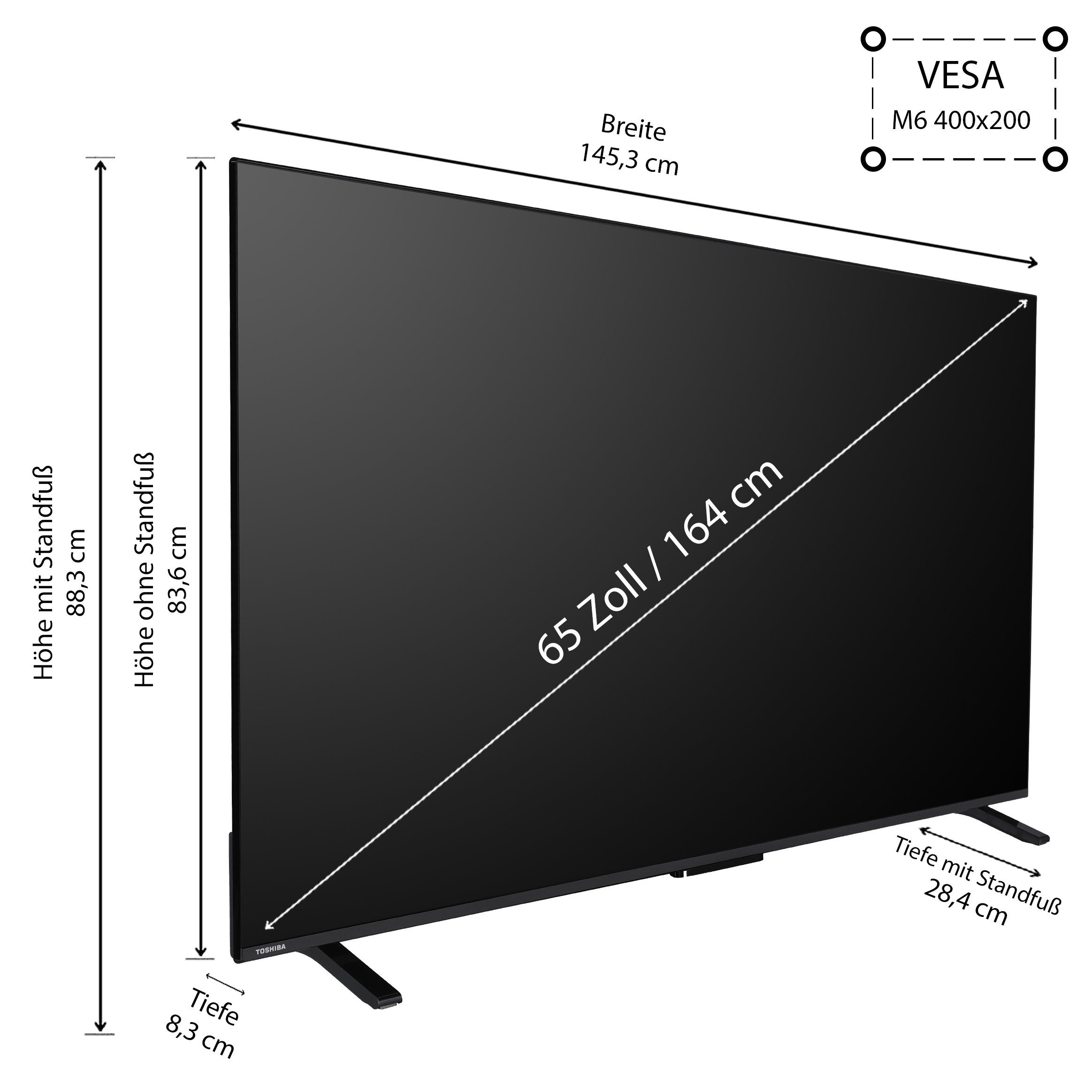 Toshiba 65QV2363DAW QLED-Fernseher (164 cm/65 Zoll, schwarz ! RABATT: 16.69%