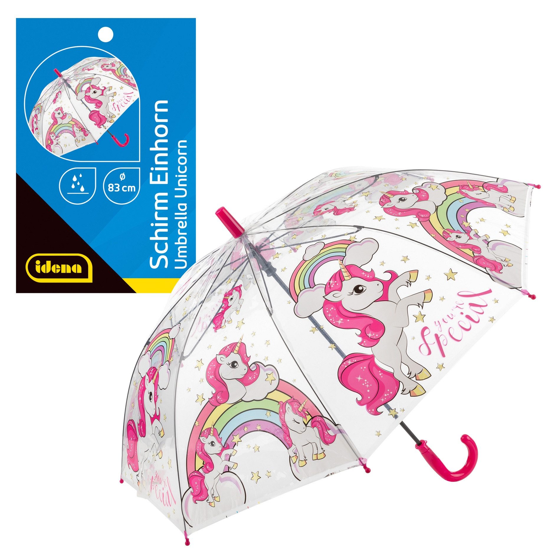 Idena Stockregenschirm Kinder Regenschirm / Ø83x66cm / "Einhorn"
