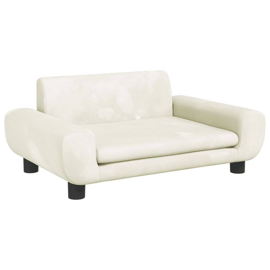 Hundekorb Hundebett Creme 70x45x33 cm Samt Körbchen Hundesofa