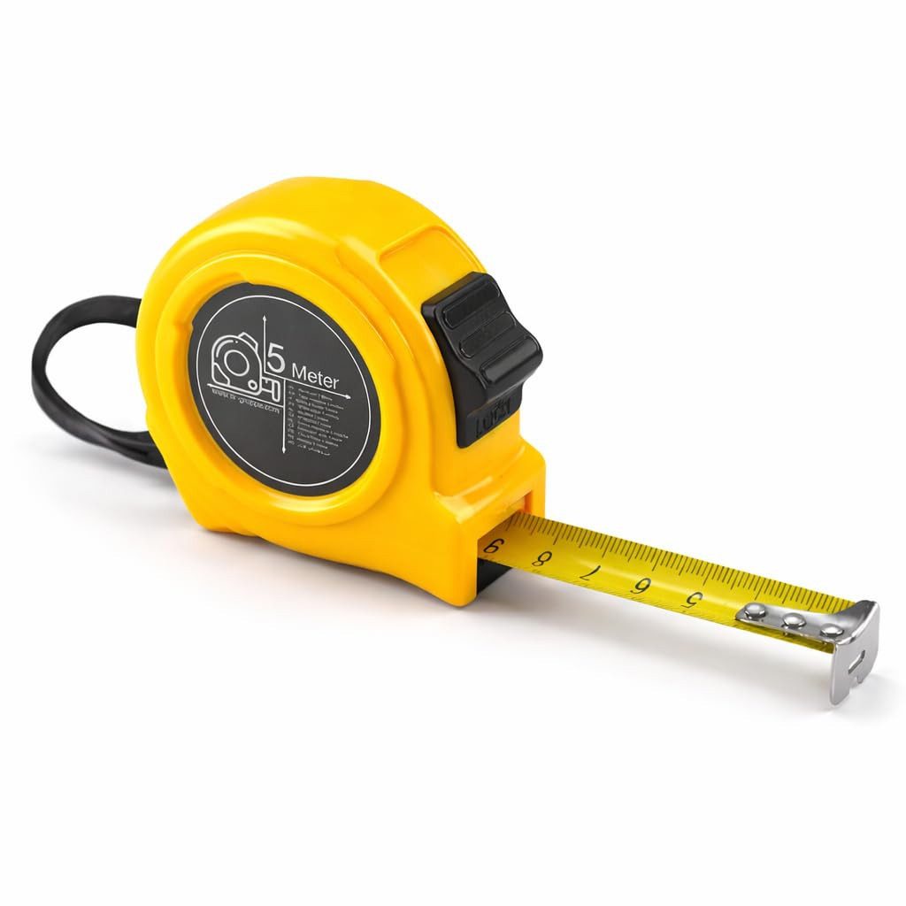 toolmate® Maßband Maßband 10 Meter mit Halterung und Feststeller / Rollmassband, Aufrollsystem, Stop-Funktion, Tragegriff