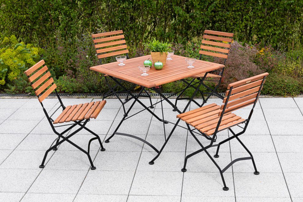 MERXX Garten-Essgruppe Schloßgarten, (5-tlg), 4 Klappsessel, günstig online kaufen